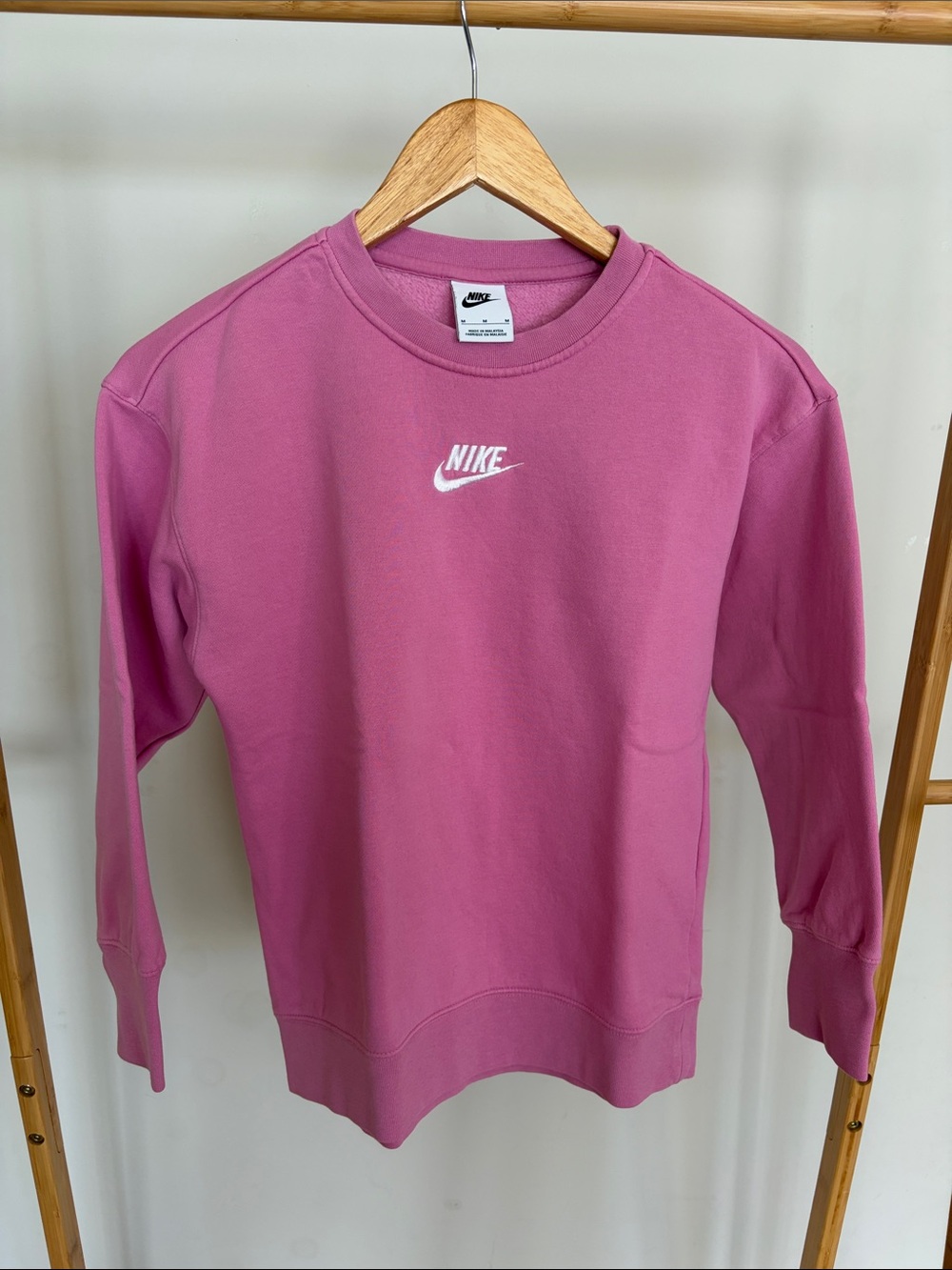 Girls Nike Rose Pink Sweatshirt with White Logo